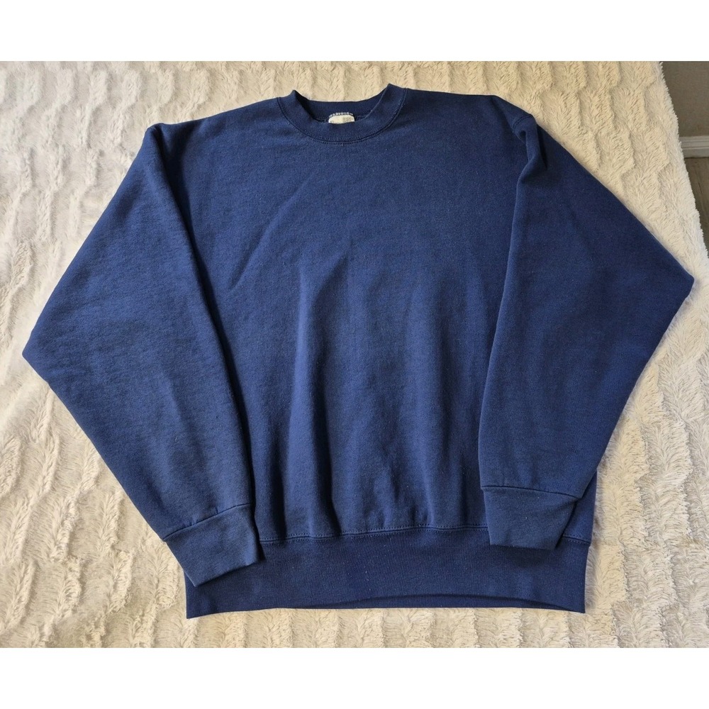 Vintage 90s Fruit Of The Loom Heavyweight Crewneck Sweatshirt Men's XL Blue USA